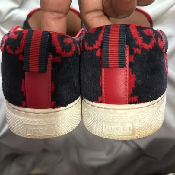 Authentic Gucci flowing red supreme slip on sneakers
